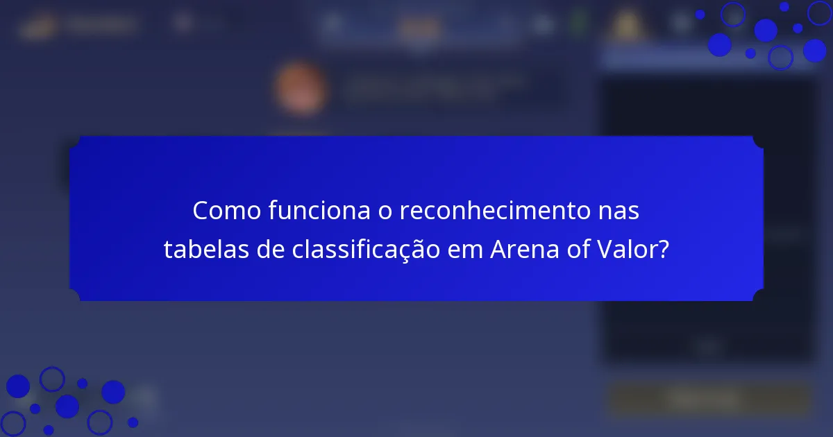 Como funciona o reconhecimento nas tabelas de classificação em Arena of Valor?