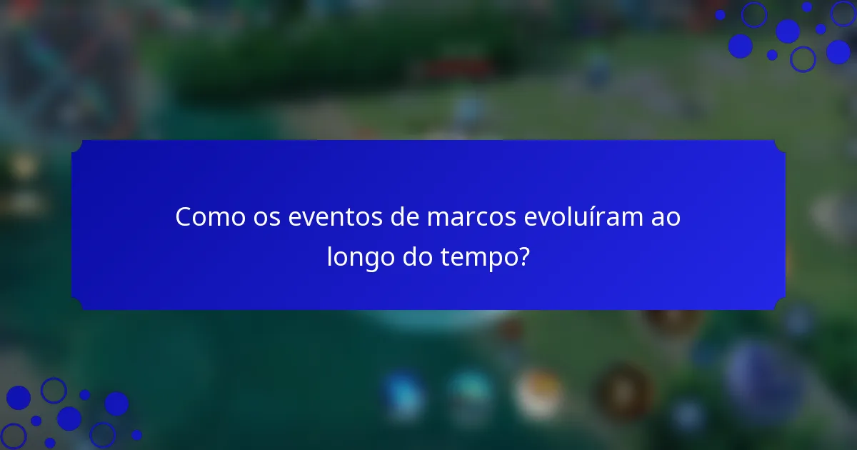 Como os eventos de marcos evoluíram ao longo do tempo?