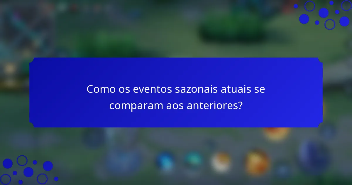 Como os eventos sazonais atuais se comparam aos anteriores?